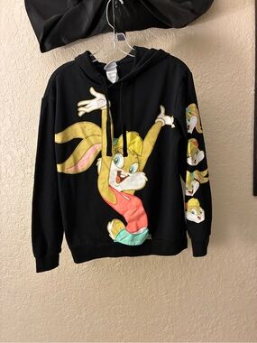 Warner Bros. Black Lola Bunny Zip-Up Hoodie with Colorful Graphic